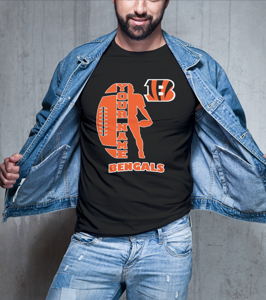 Your Name Bengals Football Silhouette B T-Shirt
