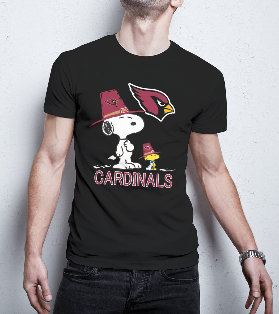 Snoopy Cardinals Peanuts Woodstock NFL Football Hat T-Shirt