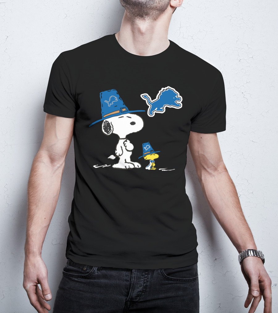 Detroit Lions Snoopy Woodstock Thanksgiving T-Shirt