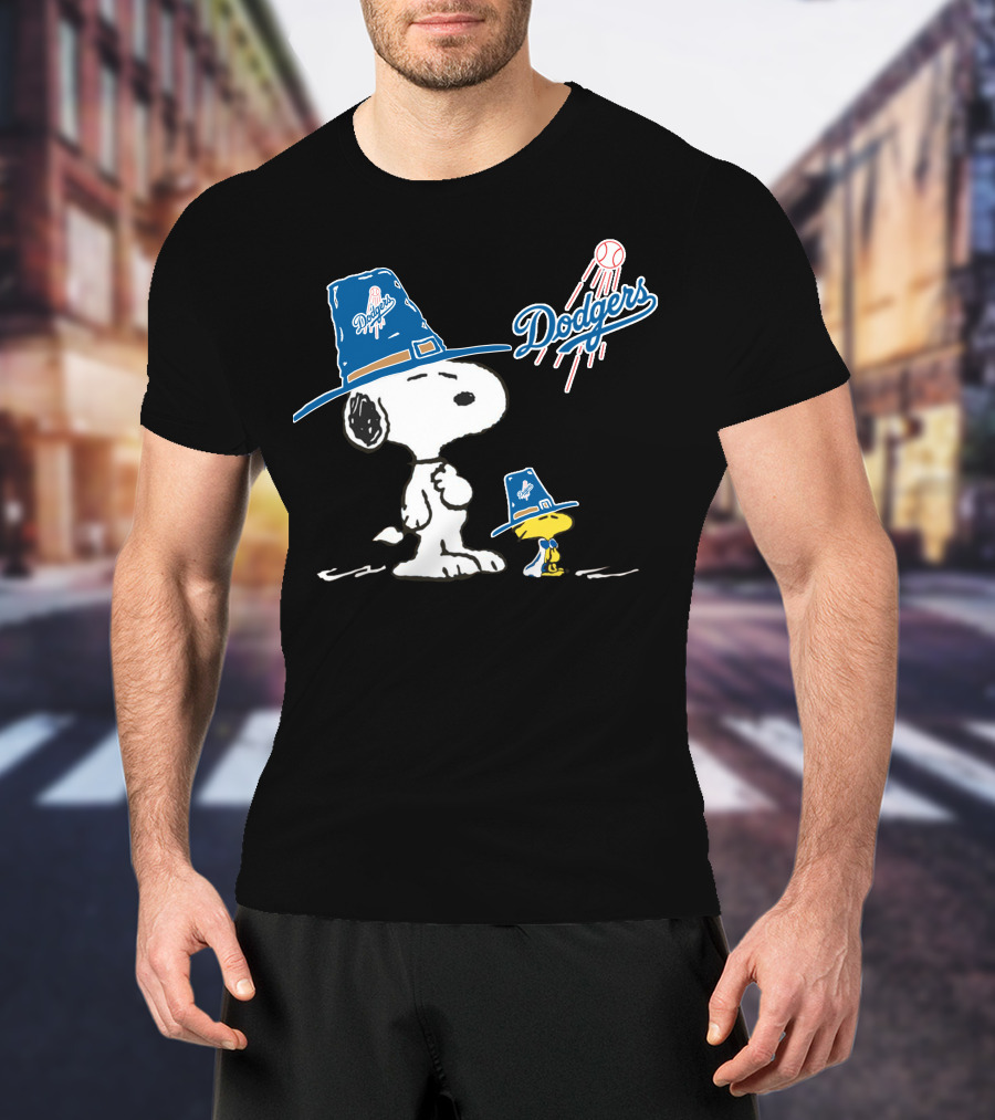 Los Angeles Dodgers Snoopy Woodstock Baseball Hat Peanuts T-Shirt