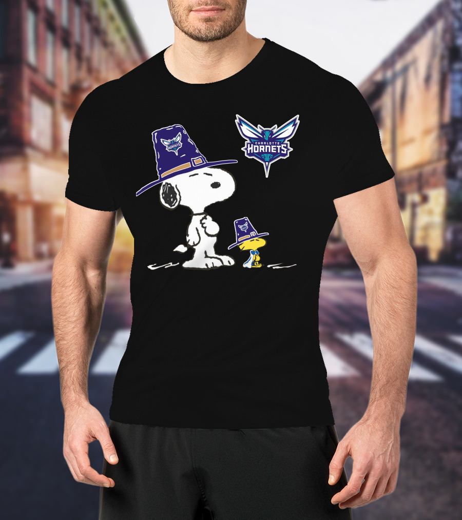 Charlotte Hornets Snoopy And Woodstock Thanksgiving Hat T-Shirt
