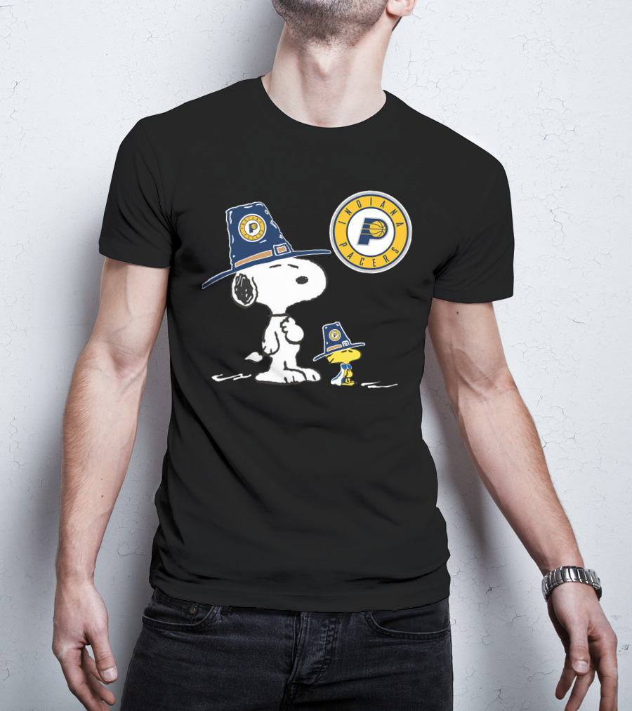 Indiana Pacers Snoopy And Woodstock In Team Hats T-Shirt