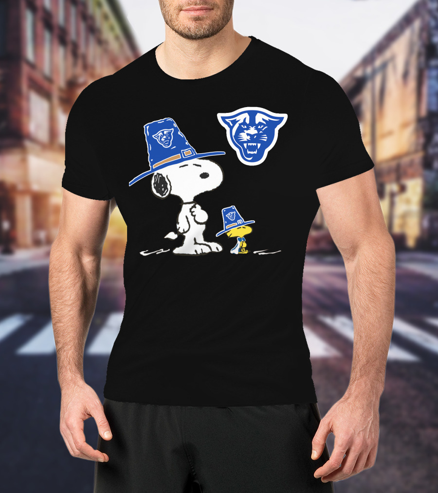 Georgia State Panthers Snoopy Woodstock Thanksgiving Pilgrim Hats T-Shirt