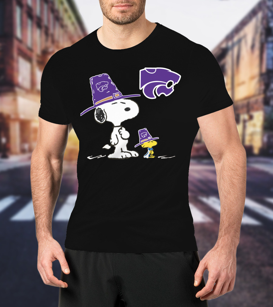 Kansas State Wildcats Snoopy And Woodstock Pilgrim Hats T-Shirt