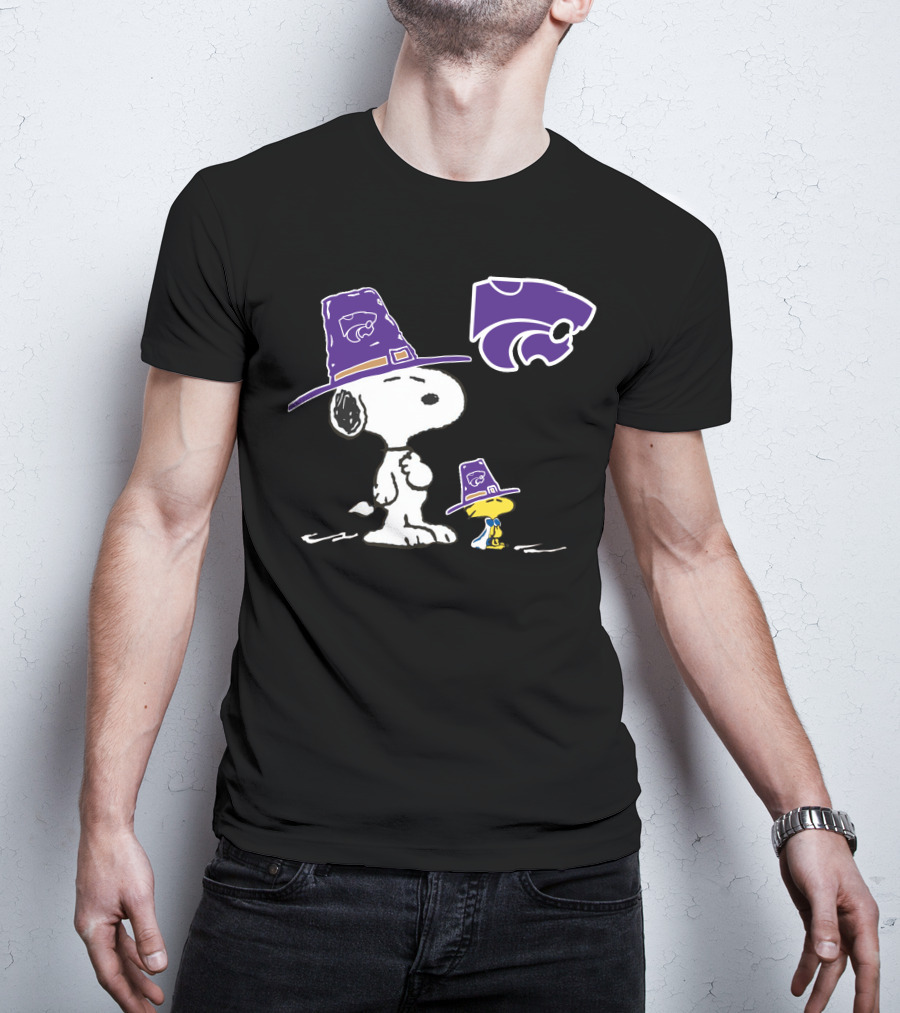Kansas State Wildcats Snoopy And Woodstock Pilgrim Hats T-Shirt