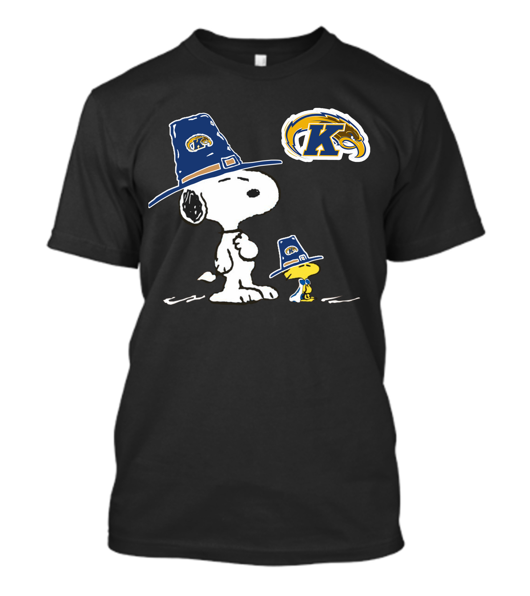 Kent State Golden Flashes Snoopy And Woodstock Pilgrim Hats T-Shirt