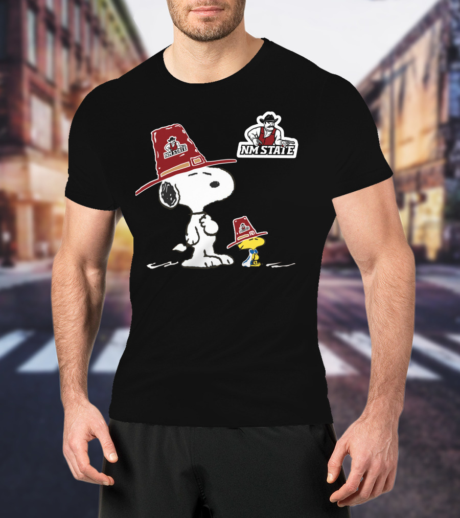 NM State Aggies Snoopy And Woodstock With NM State T-Shirt