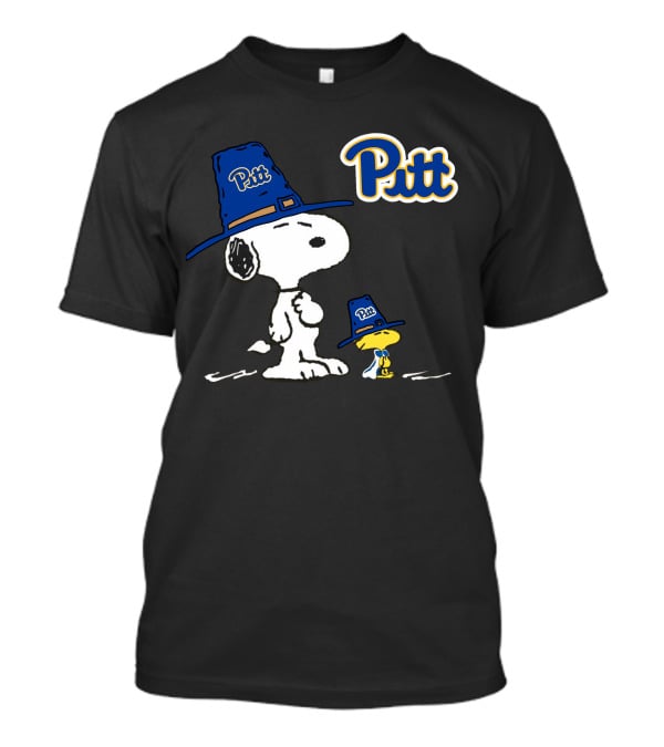 Pitt Panthers Snoopy And Woodstock In Pilgrim Hats T-Shirt