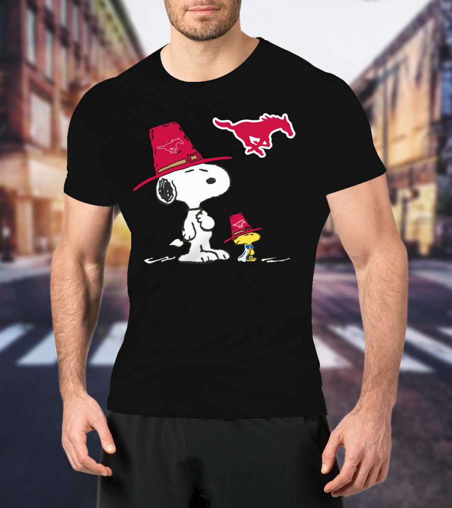 SMU Mustangs Snoopy Woodstock Cowboy Hats Peanuts T-Shirt