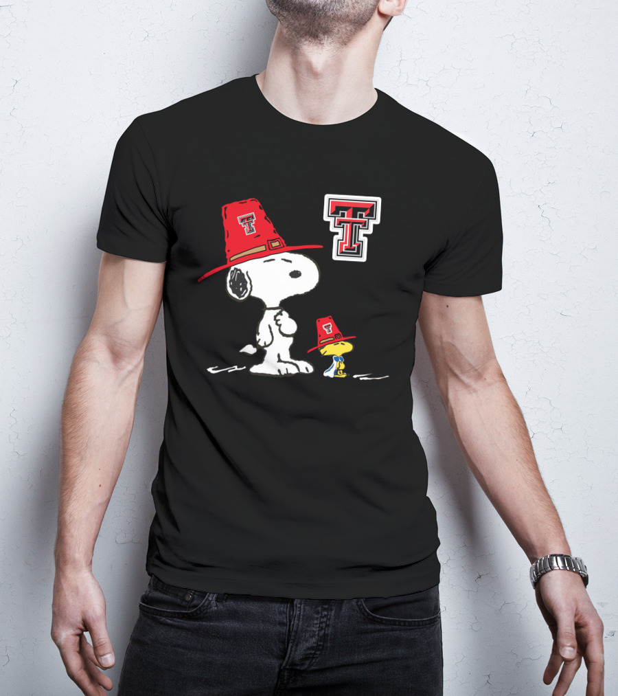 Texas Tech Red Raiders Snoopy Woodstock TTU Hat T-Shirt