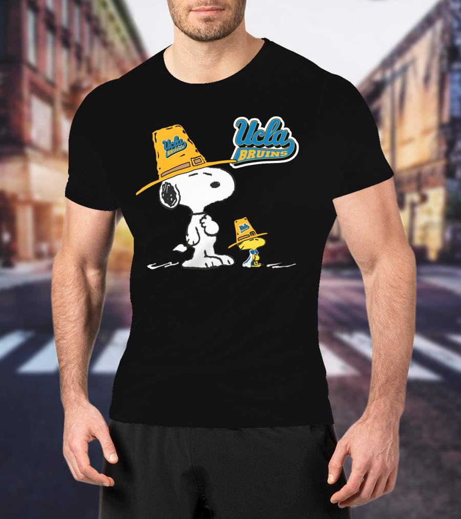 UCLA Bruins Snoopy And Woodstock In Yellow Hats T-Shirt