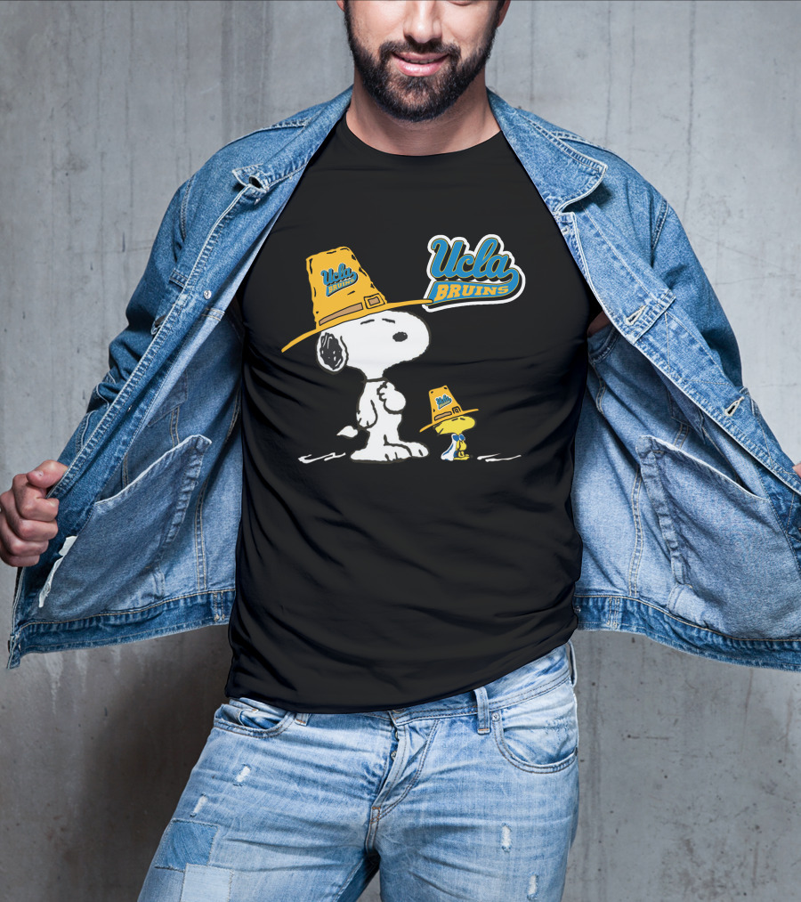 UCLA Bruins Snoopy And Woodstock In Yellow Hats T-Shirt