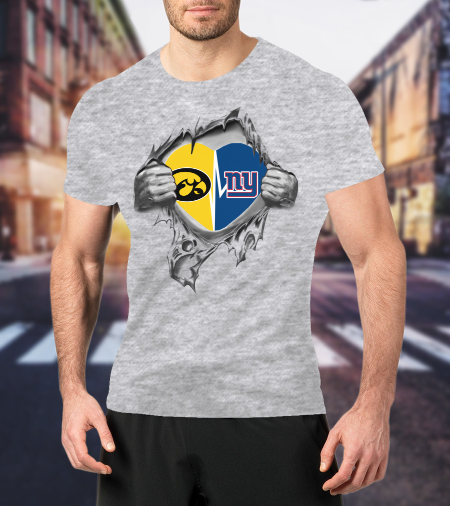 Iowa Hawkeyes New York Giants Heart T-Shirt