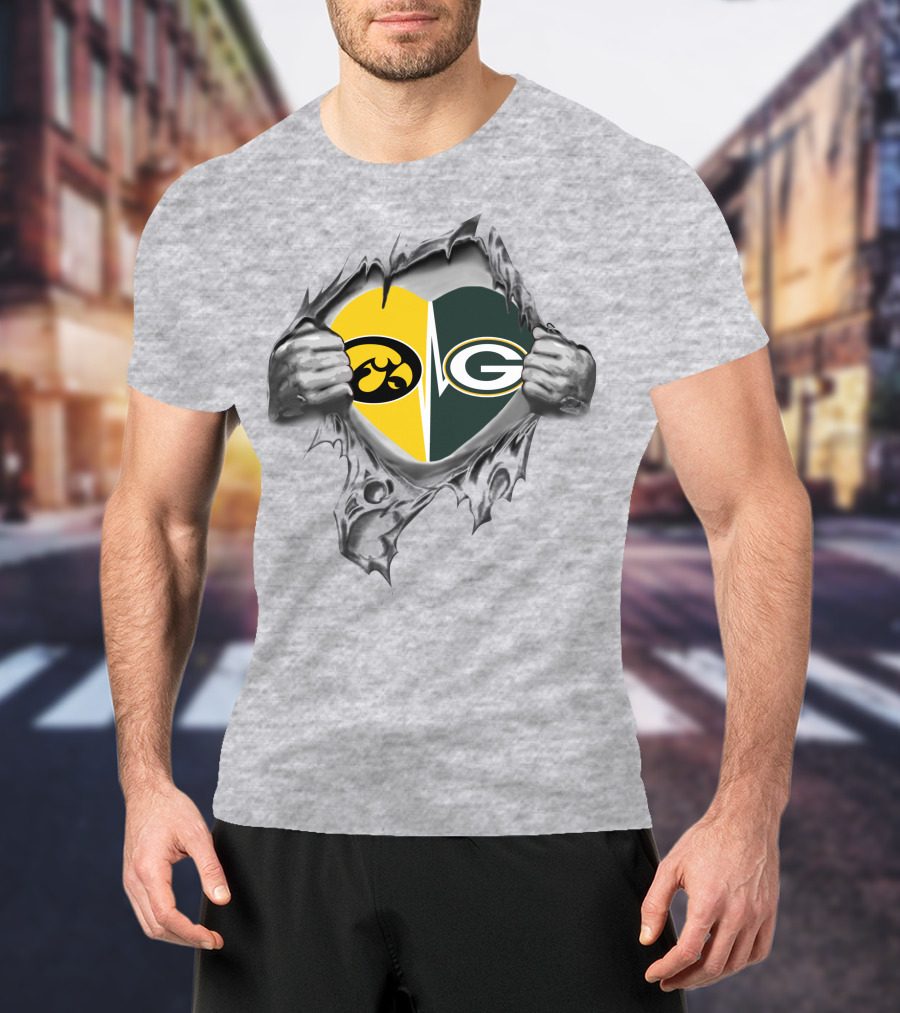 Iowa Hawkeyes Packers Rivalry Heart T-Shirt