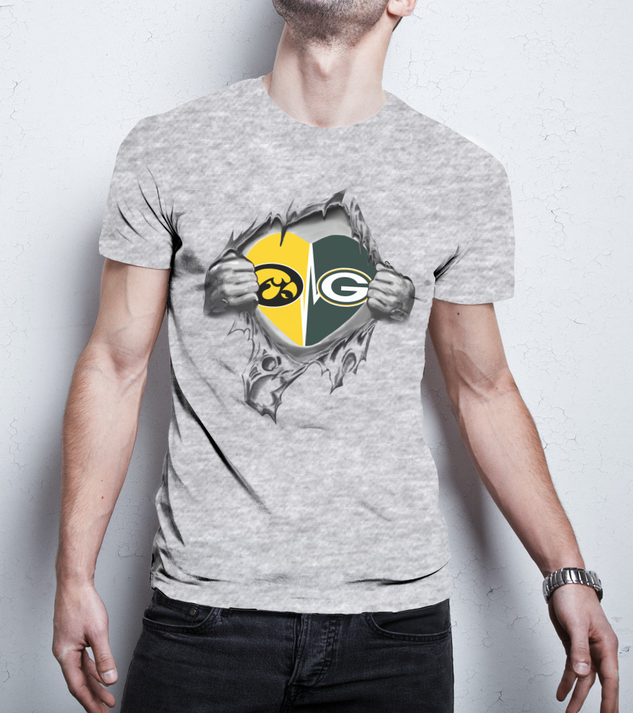Iowa Hawkeyes Packers Rivalry Heart T-Shirt