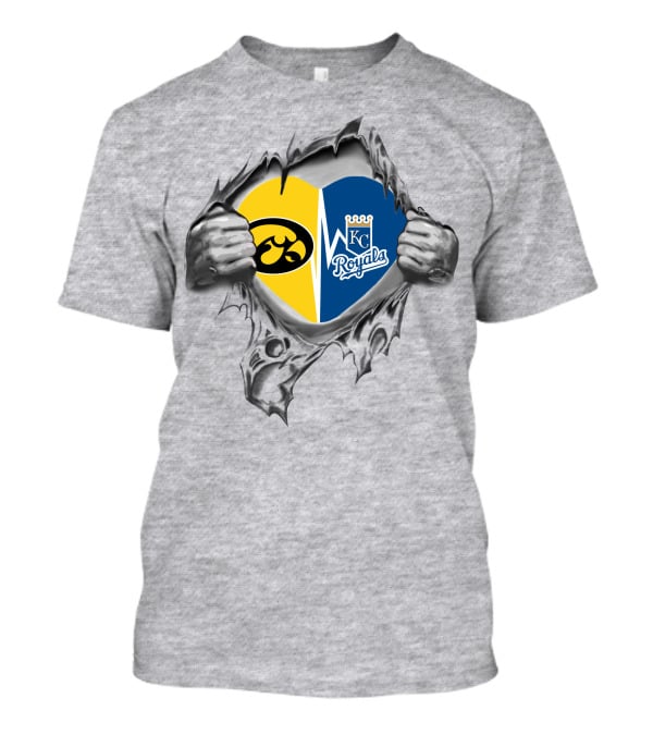 Iowa Hawkeyes Heart Kc Royals Fan Loyalty T-Shirt