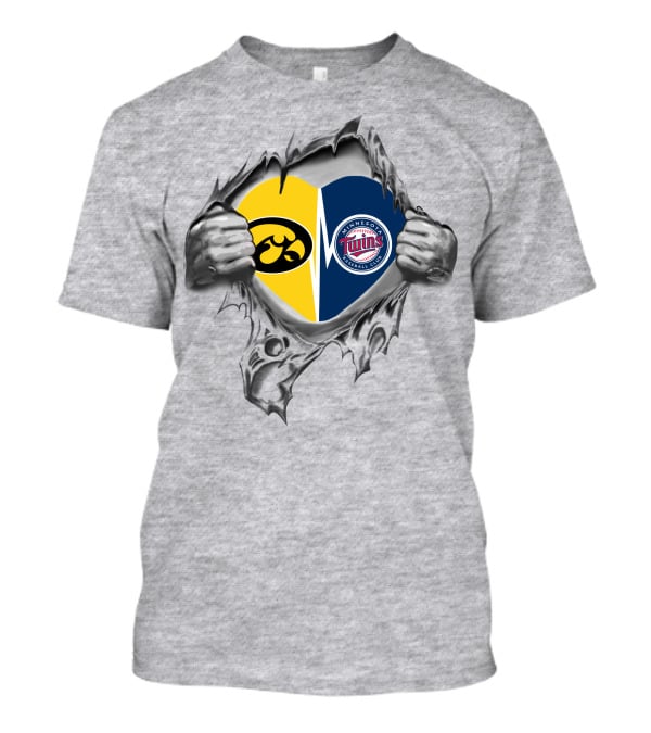 Iowa Hawkeyes Minnesota Twins Heart Logo Peel T-Shirt