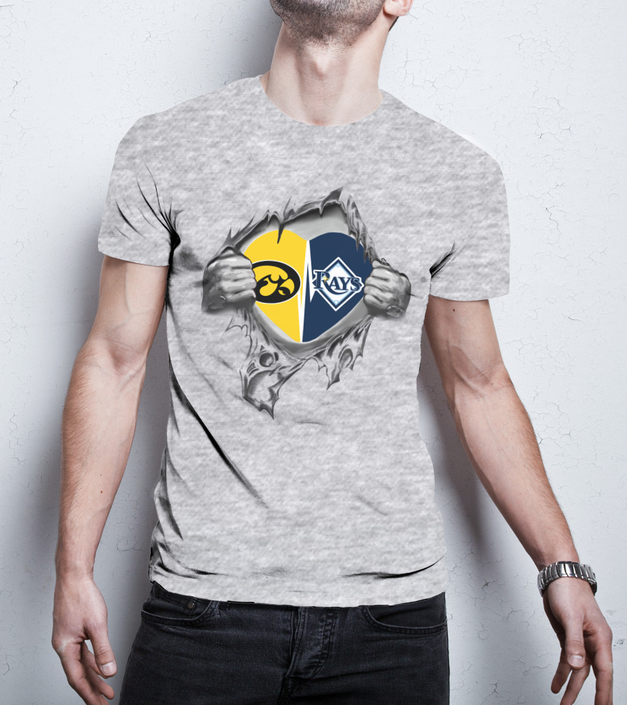 Iowa Hawkeyes Heart Tampa Bay Rays Heart T-Shirt