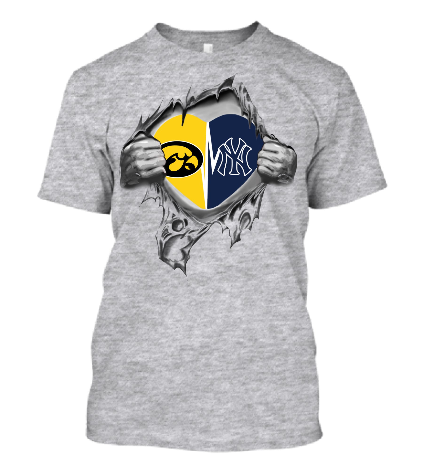 Iowa Hawkeyes Yankees Split Heart T-Shirt