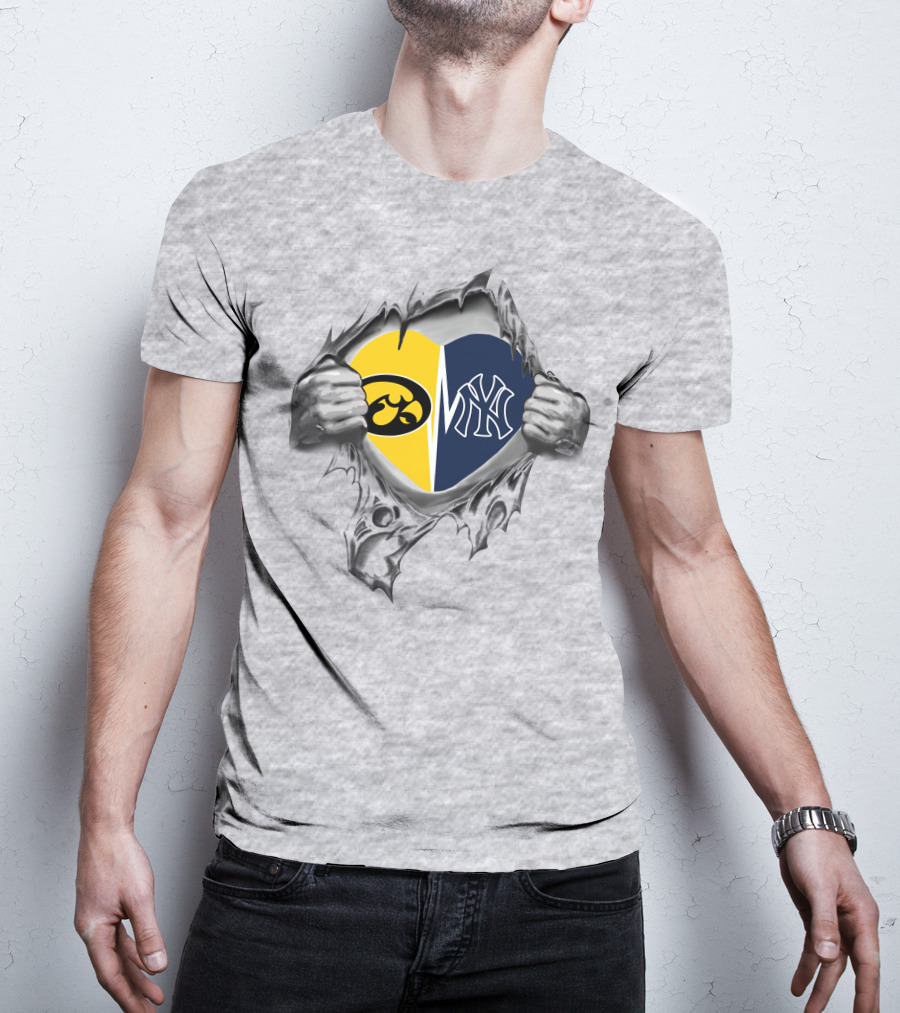 Iowa Hawkeyes Yankees Split Heart T-Shirt