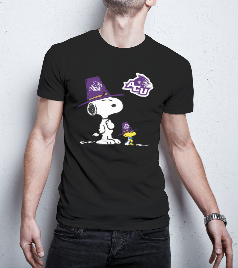 ACU Wildcats Snoopy Woodstock Pilgrim Hat T-Shirt