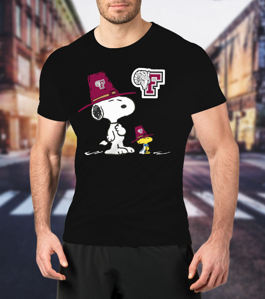 Fordham Snoopy Woodstock Maroon Hats Ram T-Shirt