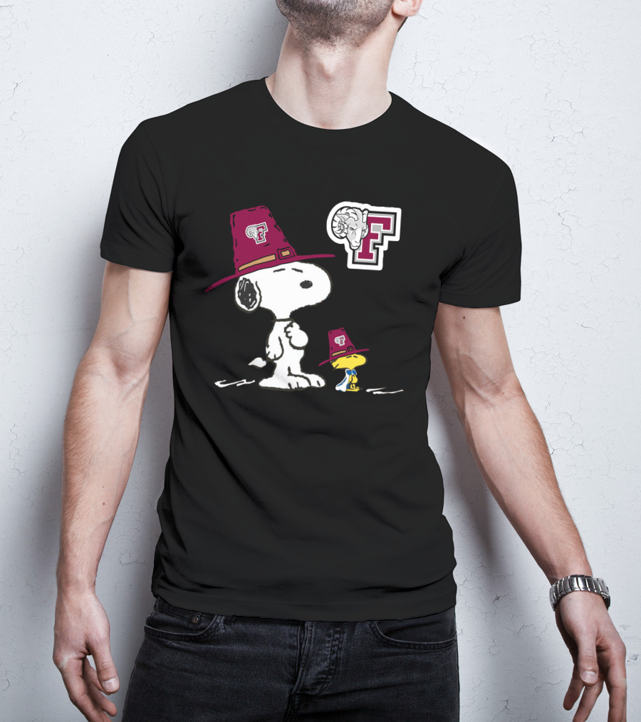 Fordham Snoopy Woodstock Maroon Hats Ram T-Shirt