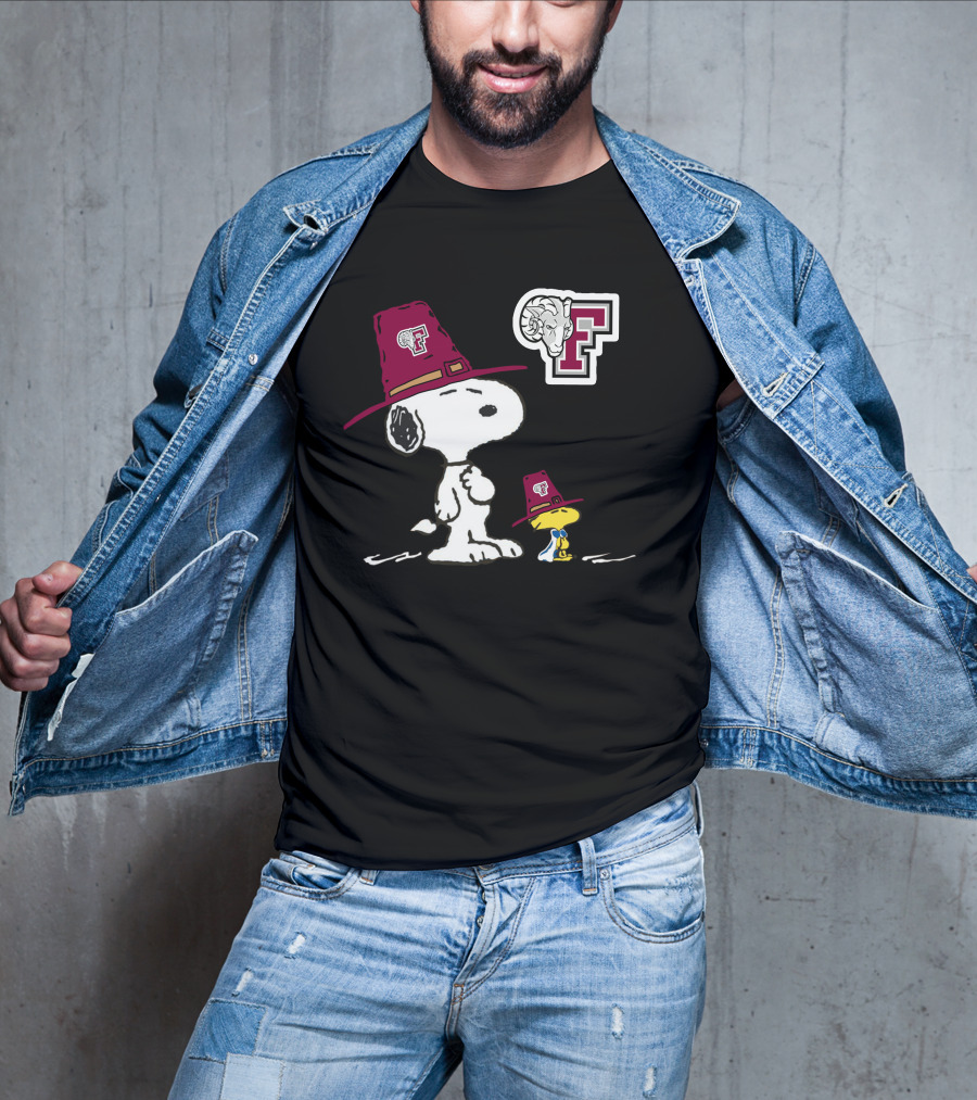 Fordham Snoopy Woodstock Maroon Hats Ram T-Shirt