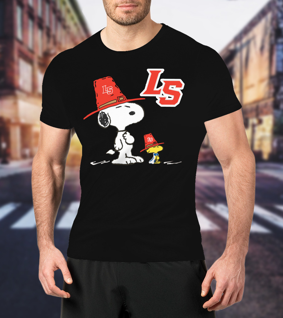 LS La Salle Snoopy And Woodstock With Red Hats T-Shirt