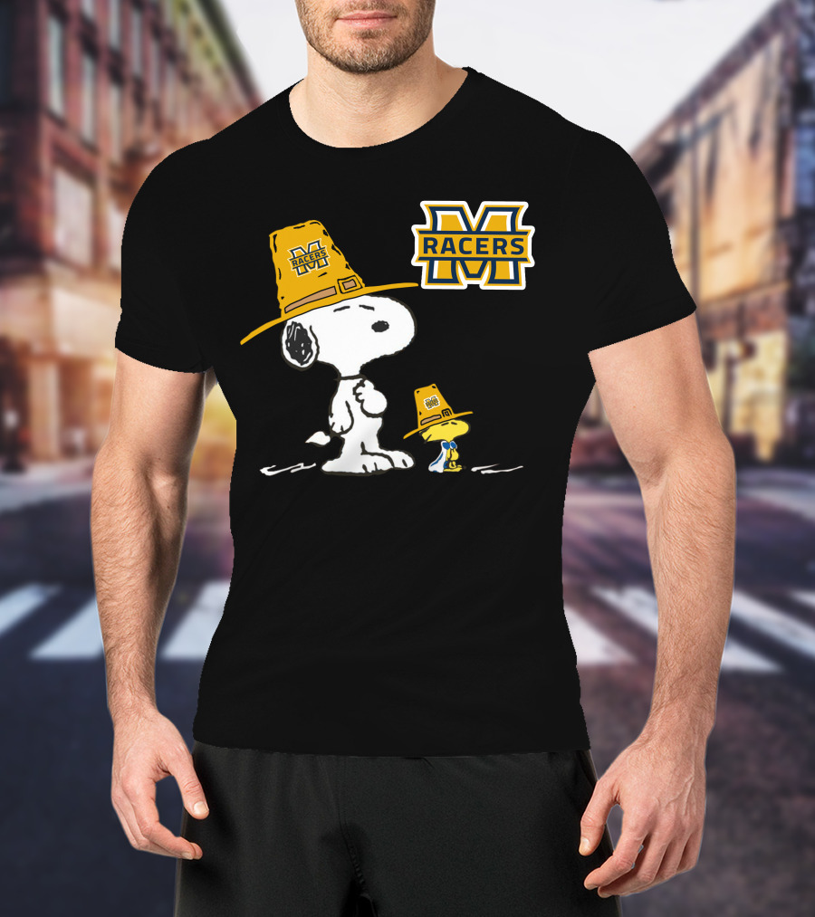 Murray State Racers Snoopy And Woodstock Pilgrim Hats T-Shirt