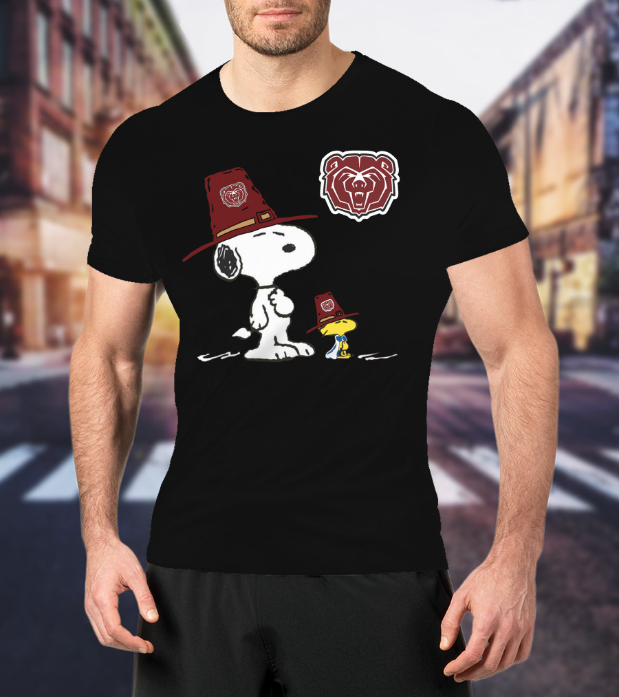 Snoopy Woodstock Missouri State Bears Pilgrim Hat T-Shirt