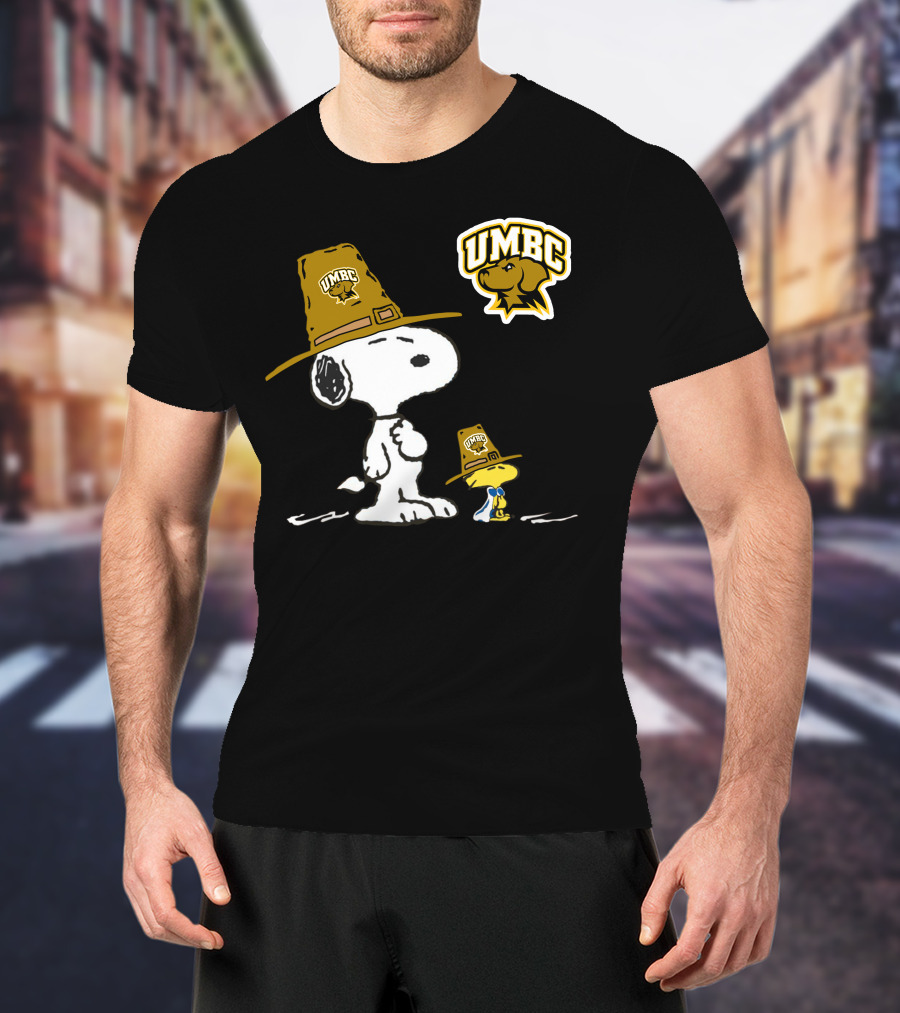 UMBC Snoopy Woodstock Mascot Hat T-Shirt