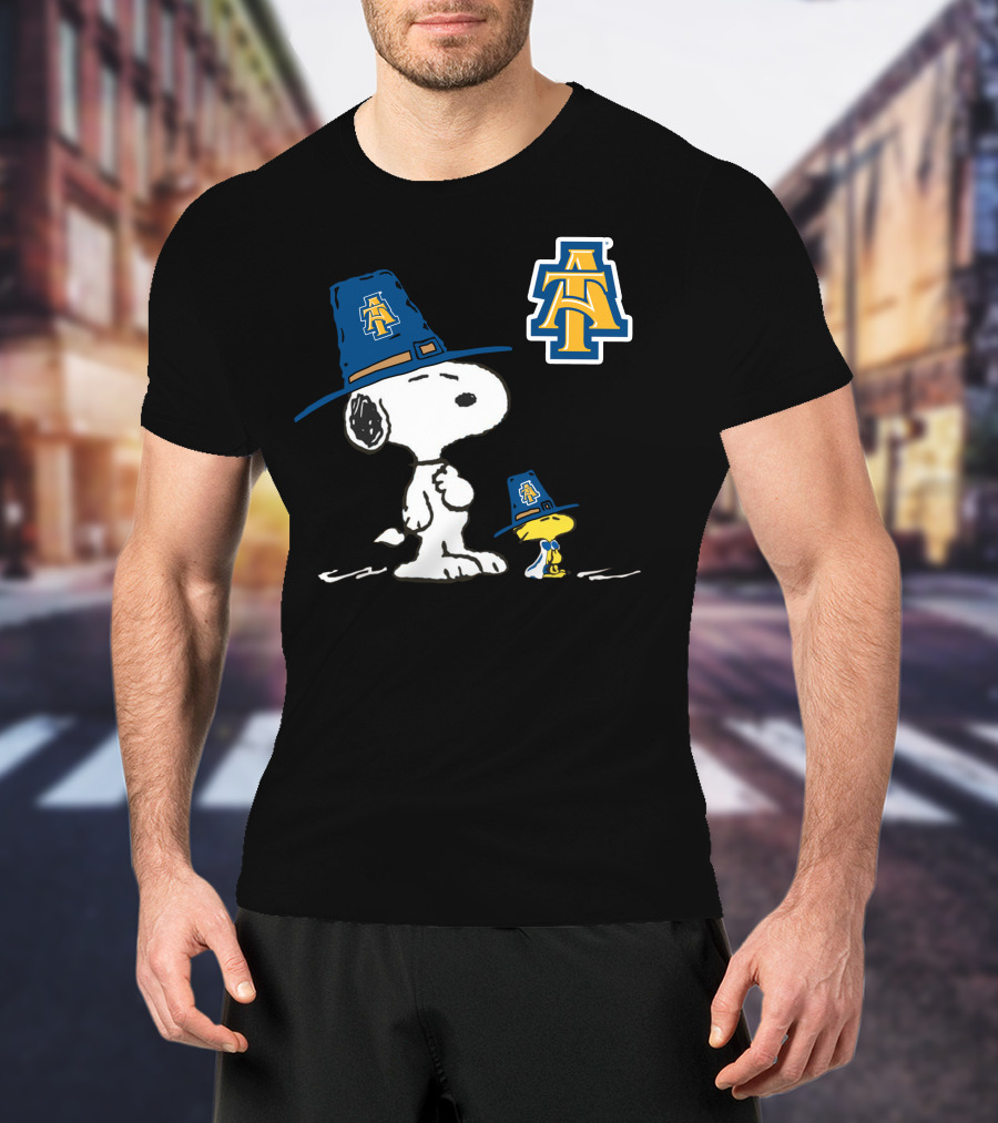 NC A&T Snoopy Woodstock Pilgrim Hat T-Shirt