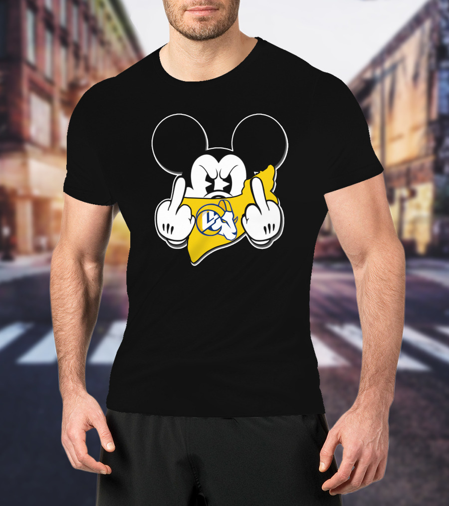 Mickey Mouse Angry Rams Logo Gesture T-Shirt
