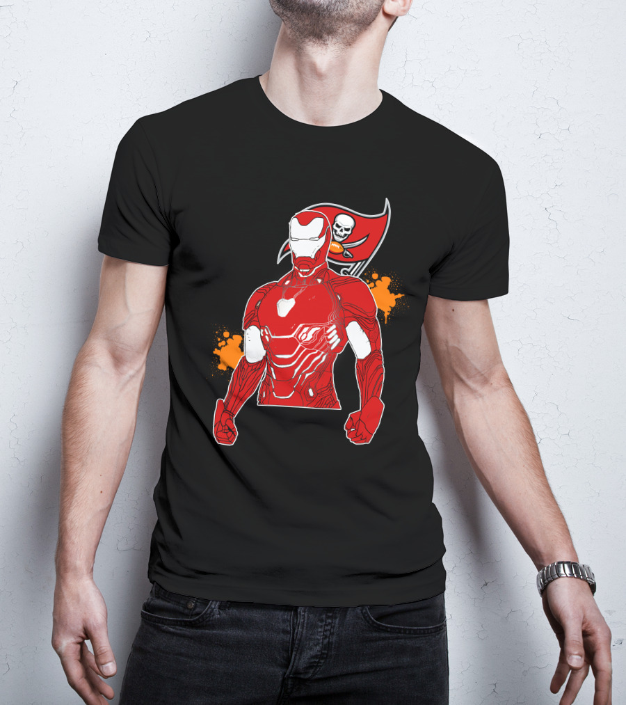 Iron Man Buccaneers Crossover With Skull Flag And Helmet T-Shirt
