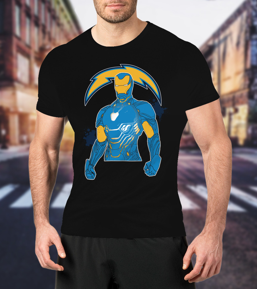 Iron Man Chargers Superhero Fusion T-Shirt