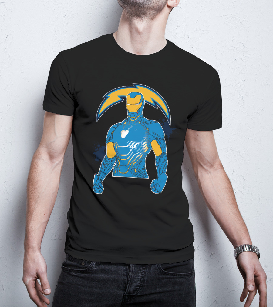 Iron Man Chargers Superhero Fusion T-Shirt