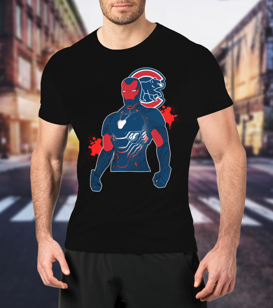 Iron Man Meets Chicago Cubs Crossover T-Shirt