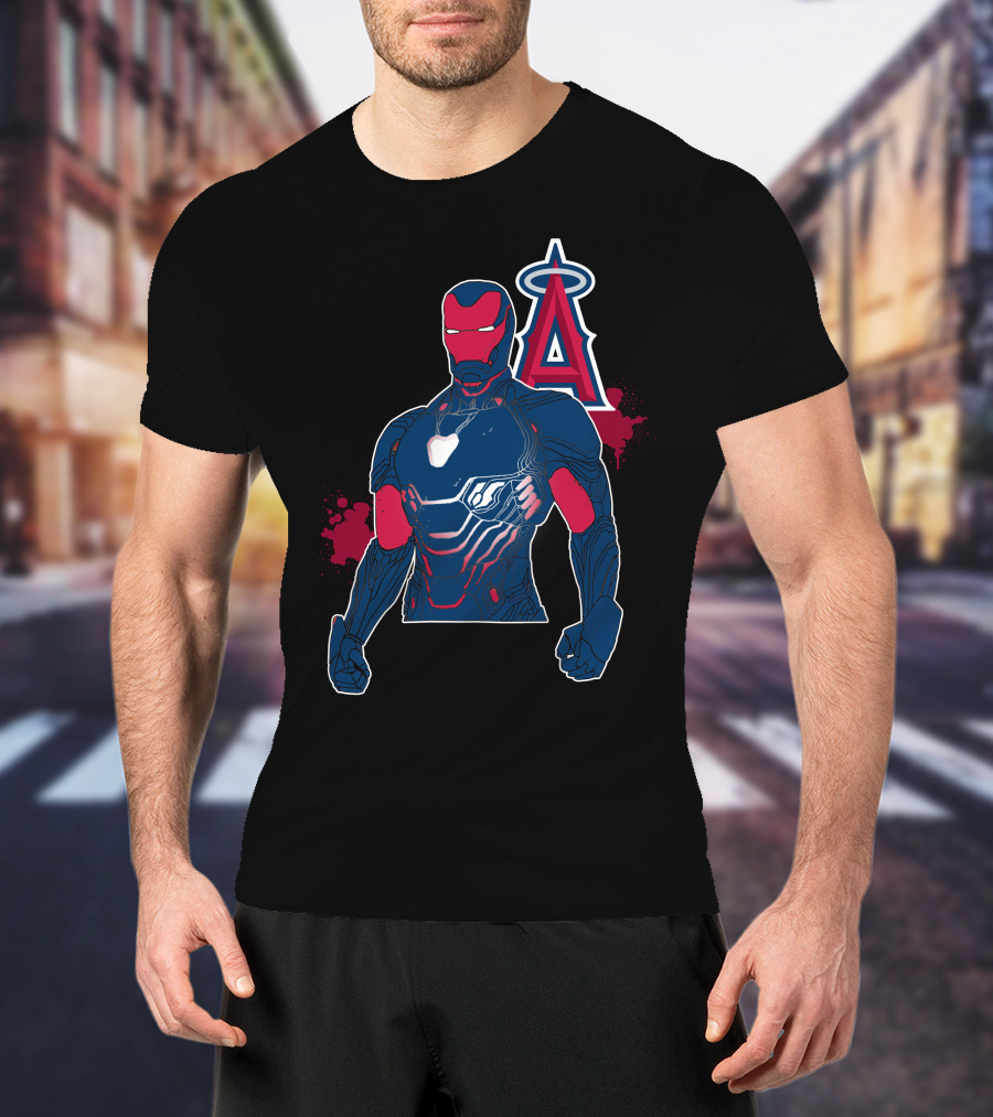 Iron Man Suit With Los Angeles Angels Halo T-Shirt