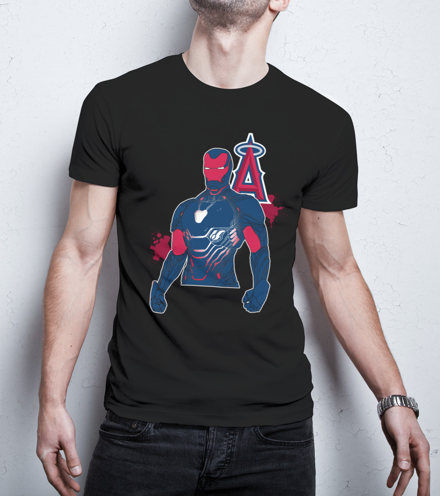 Iron Man Suit With Los Angeles Angels Halo T-Shirt