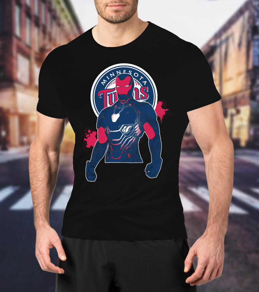 Iron Man Minnesota Twins Collaboration Cross-Over T-Shirt
