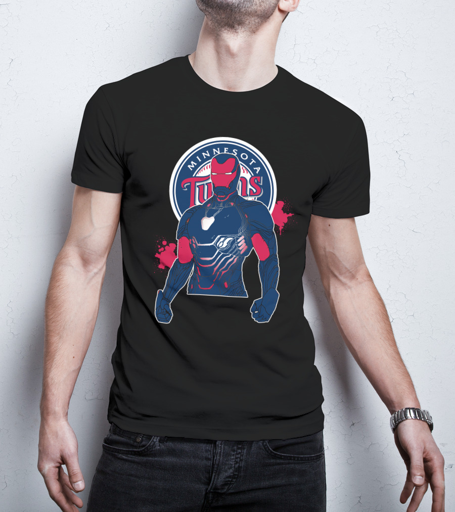 Iron Man Minnesota Twins Collaboration Cross-Over T-Shirt