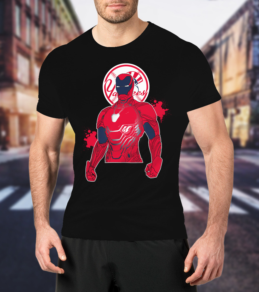 Iron Man New York Yankees Crossover Marvel Avengers Yankees Baseball Theme T-Shirt