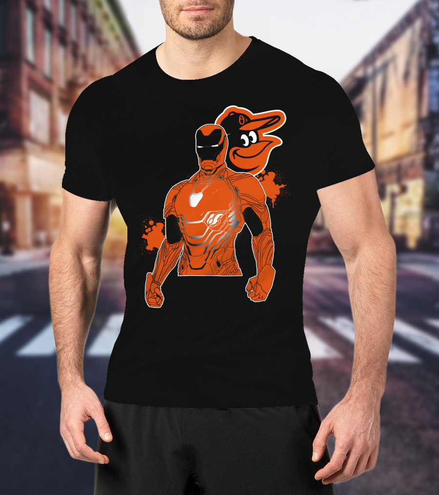 Iron Man And Baltimore Orioles Mashup T-Shirt