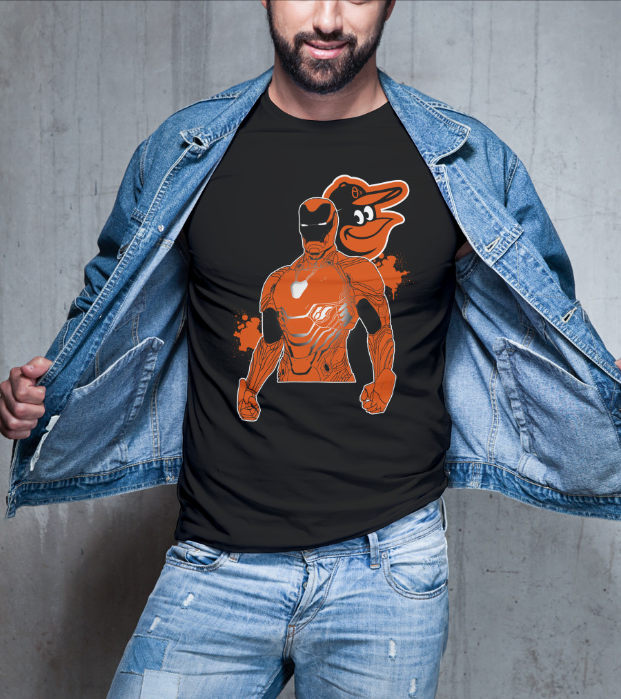 Iron Man And Baltimore Orioles Mashup T-Shirt