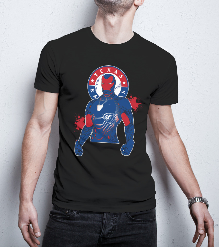 Iron Man Texas Rangers Baseball Fusion T-Shirt
