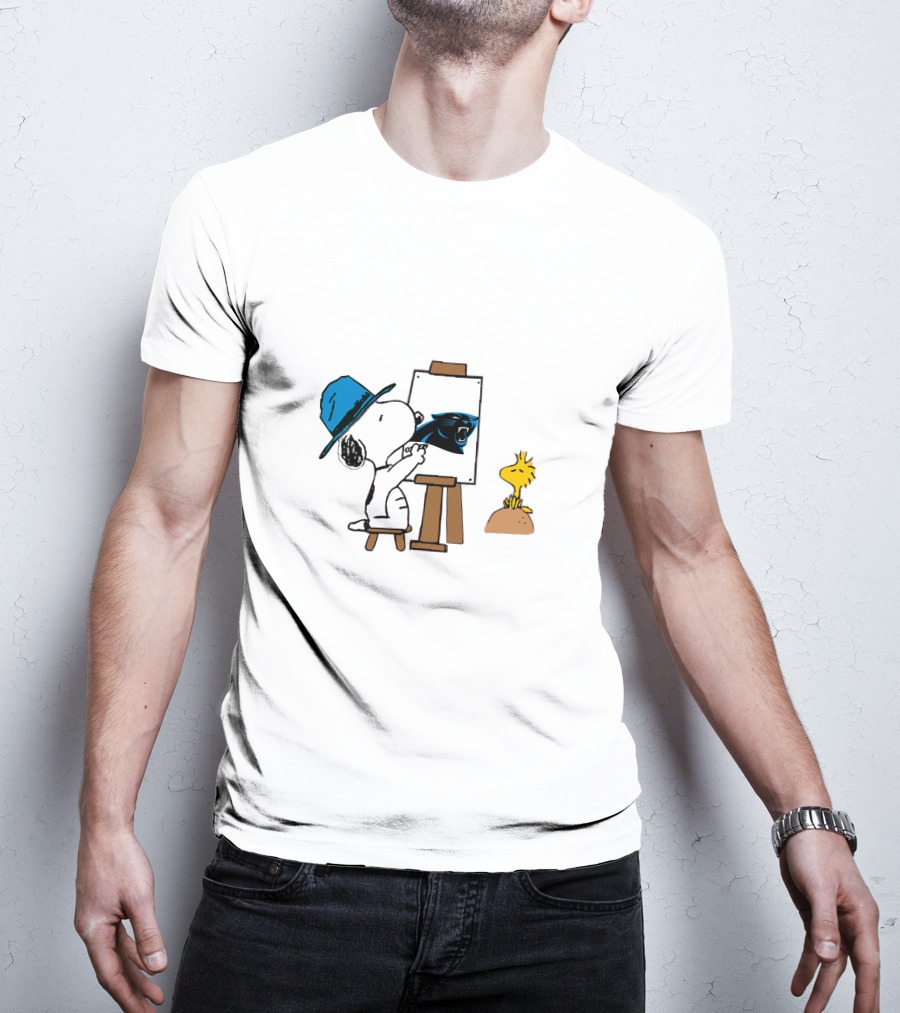 Panthers Painting With Snoopy And Woodstock T-Shirt
