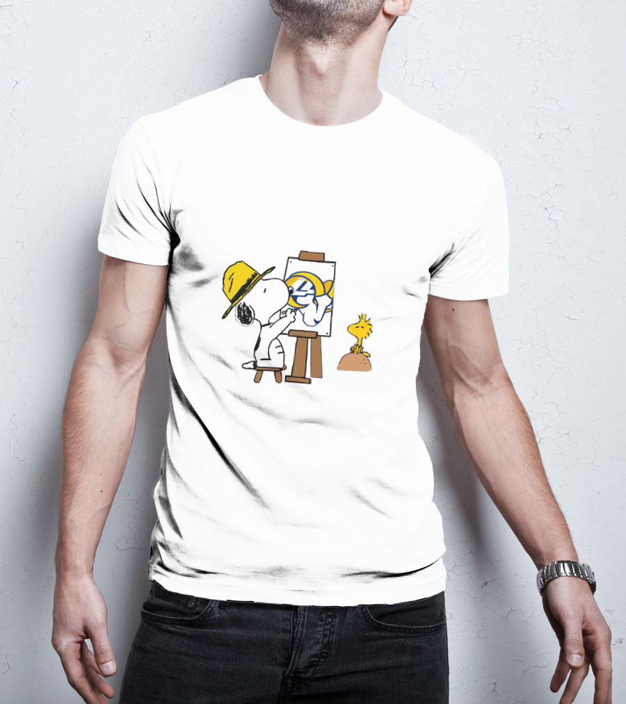 Los Angeles Rams Snoopy Painting With Woodstock T-Shirt
