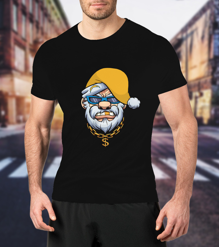 Gangster Santa Chargers Style Christmas Look With Money Chain T-Shirt