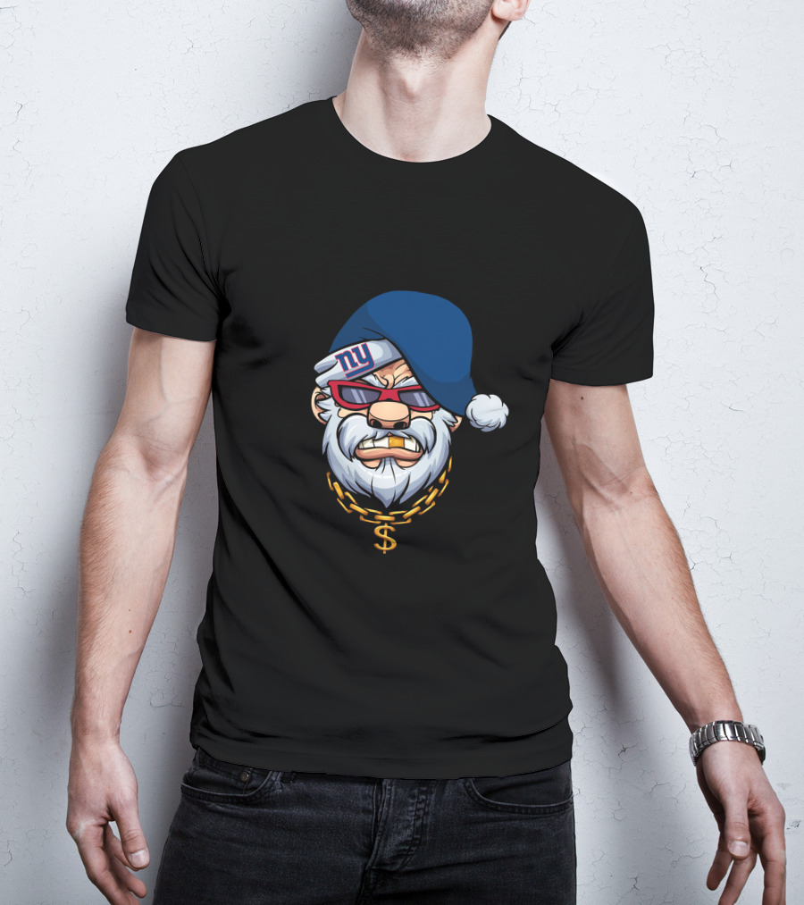 Giants Santa With Gold Chain And Gangster Style T-Shirt